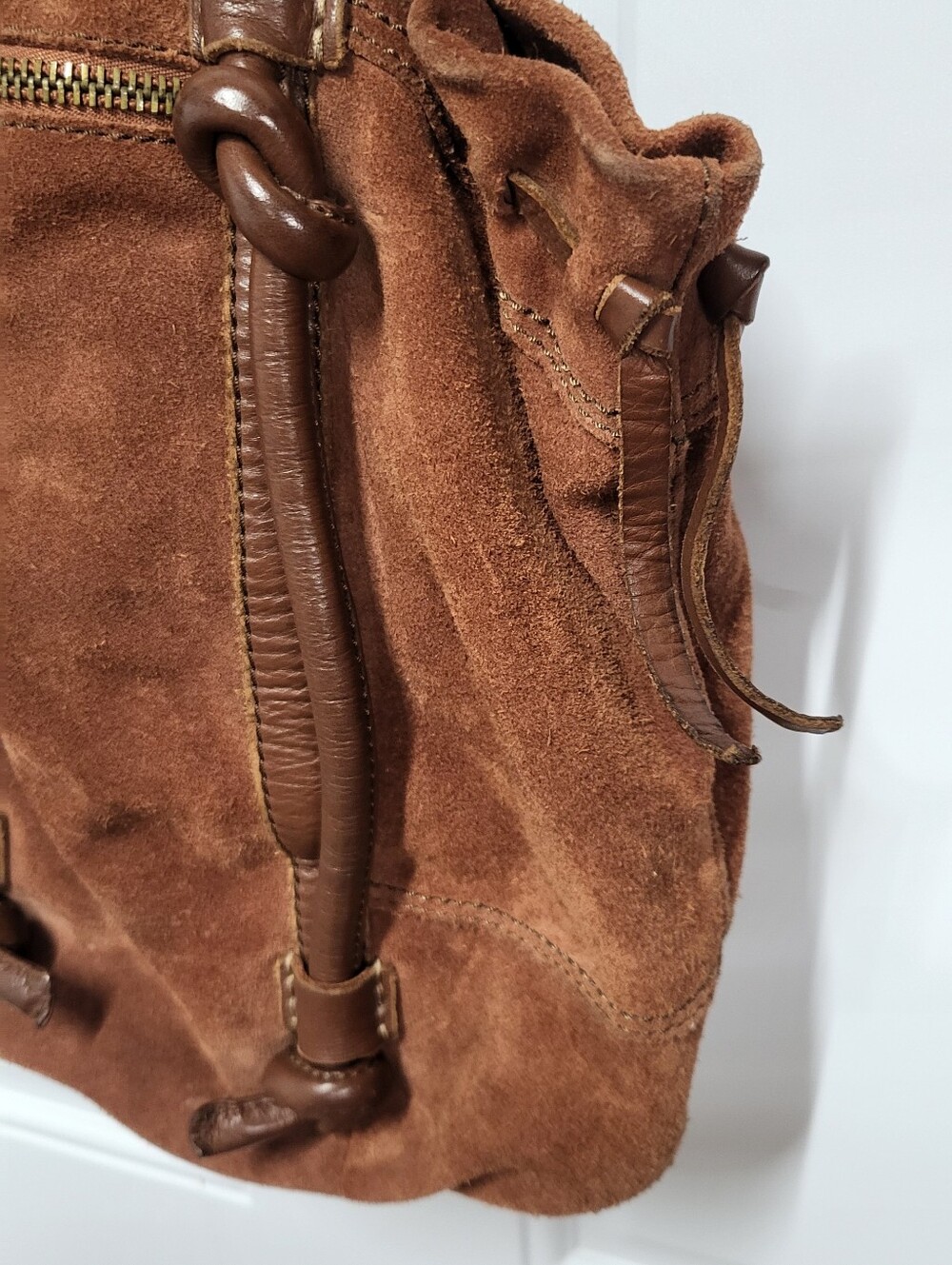 Lucky Brand Large Brown Suede Hobo Bag Slouchy Bucket Purse Hippy Boho - Picture 6 of 11